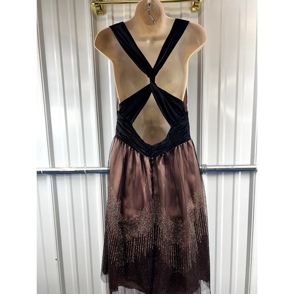 Y2K Adrianna Papell Black Mesh Tulle‎ Dress Sz 10 Whimsygoth Coquette Fairycore - Picture 5 of 15